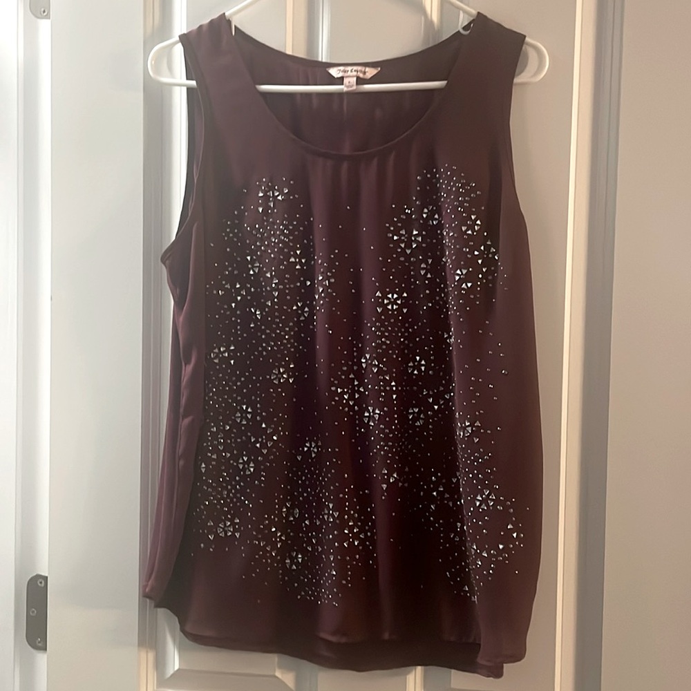 Tank top blouse , purple with jewels, size Large